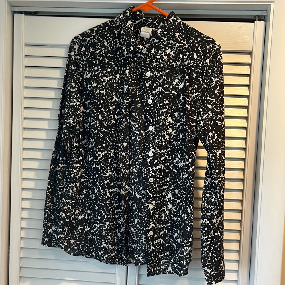J. Crew Black and White Floral Shirt